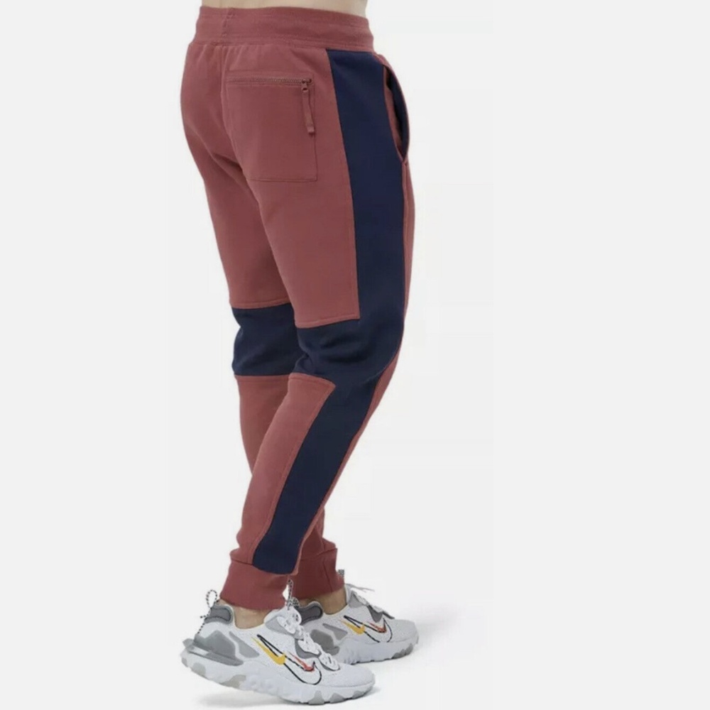Nike Air Sz M Red Blue Fleece Joggers - Picture 2 of 8